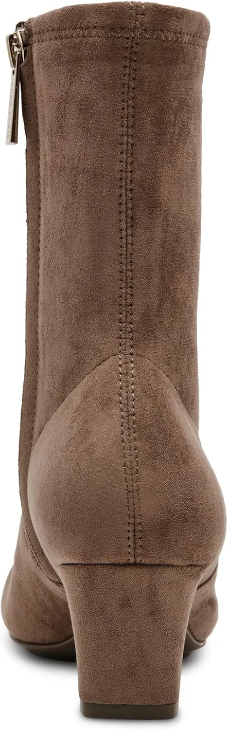 Anne Klein Womens Iga Zipper Faux Suede Booties