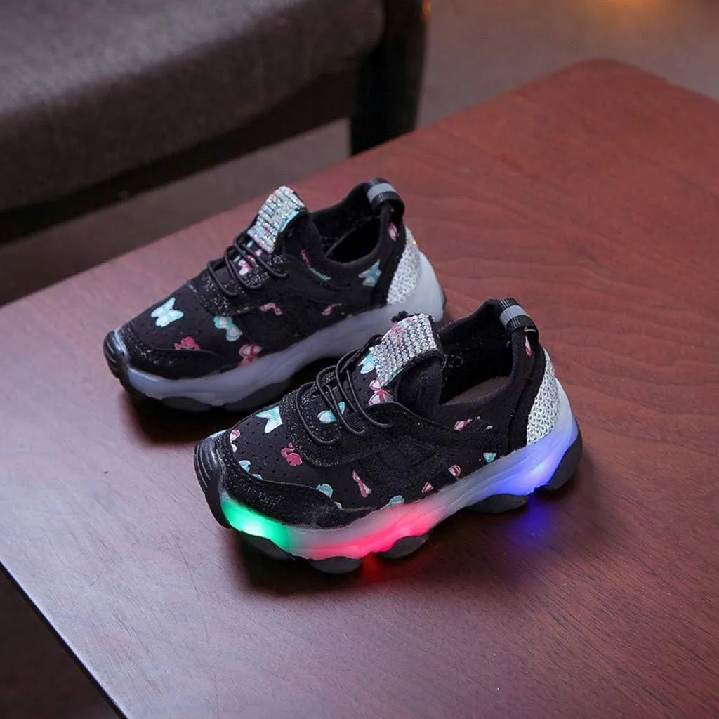 Baby First Walking Shoes Kid Led Shoes Trainers Slip on Waves Shoes Boys Girls Cotton Mesh Breathable Sneakers