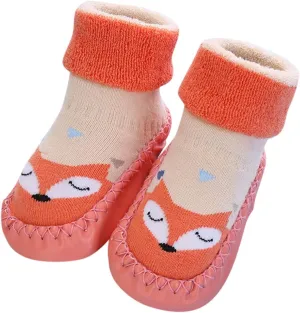 Baby Sock Shoes Autumn and Winter Cute Children Toddler Shoes Blat Bottom Non Slip Socks Shoes Warm and White Shoes