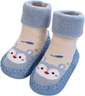 Baby Sock Shoes Autumn and Winter Cute Children Toddler Shoes Blat Bottom Non Slip Socks Shoes Warm and White Shoes