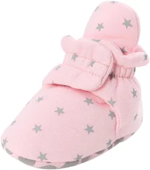 Boys Girls Cotton Booties with Non Skid Bottom Infant Toddle First Walkers Crib Shoes Birthday Shower Gift