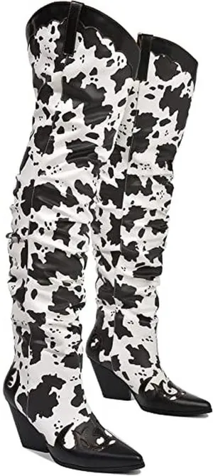 Cape Robbin JEAN Over The Knee Cowboy Western Boots with Chunky Block Heels for Women