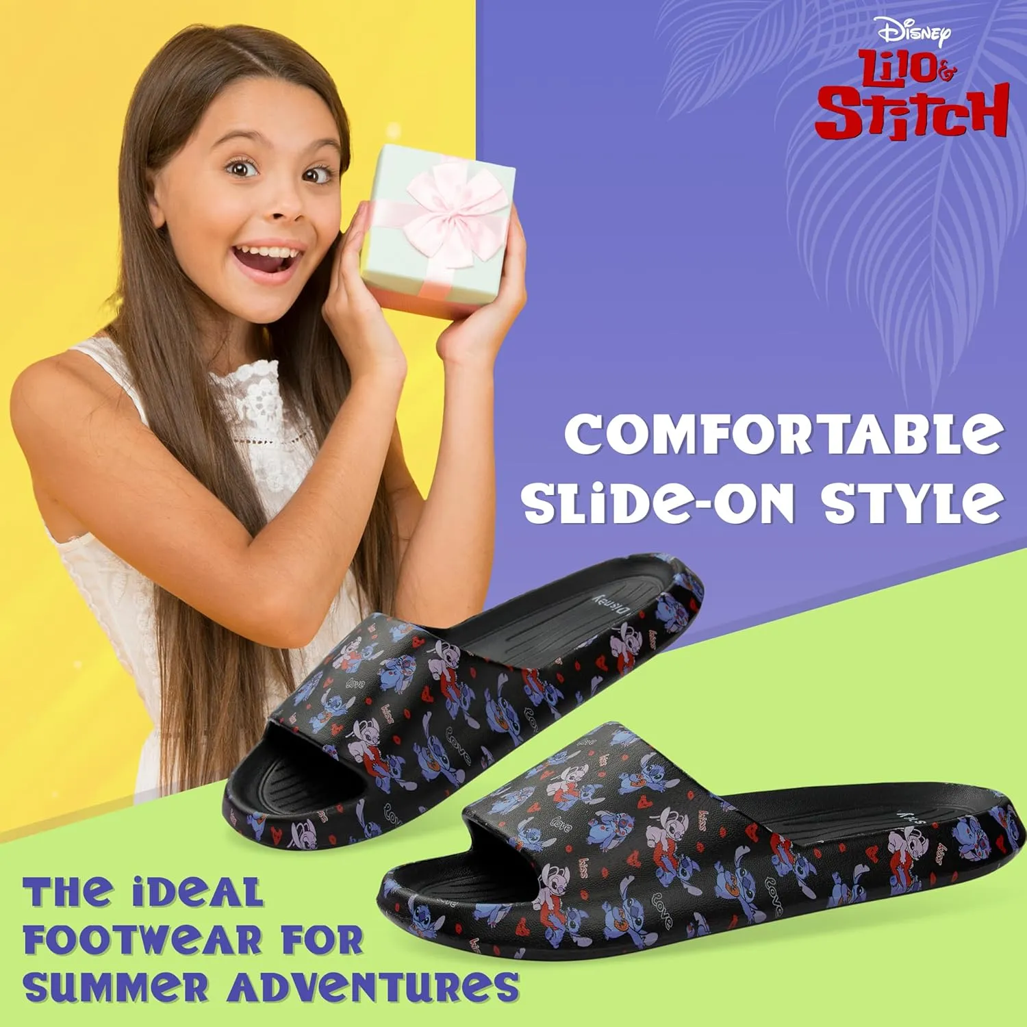 Disney Stitch Girls Sliders, Beach or Pool Shoes for Kids - Stitch Gifts
