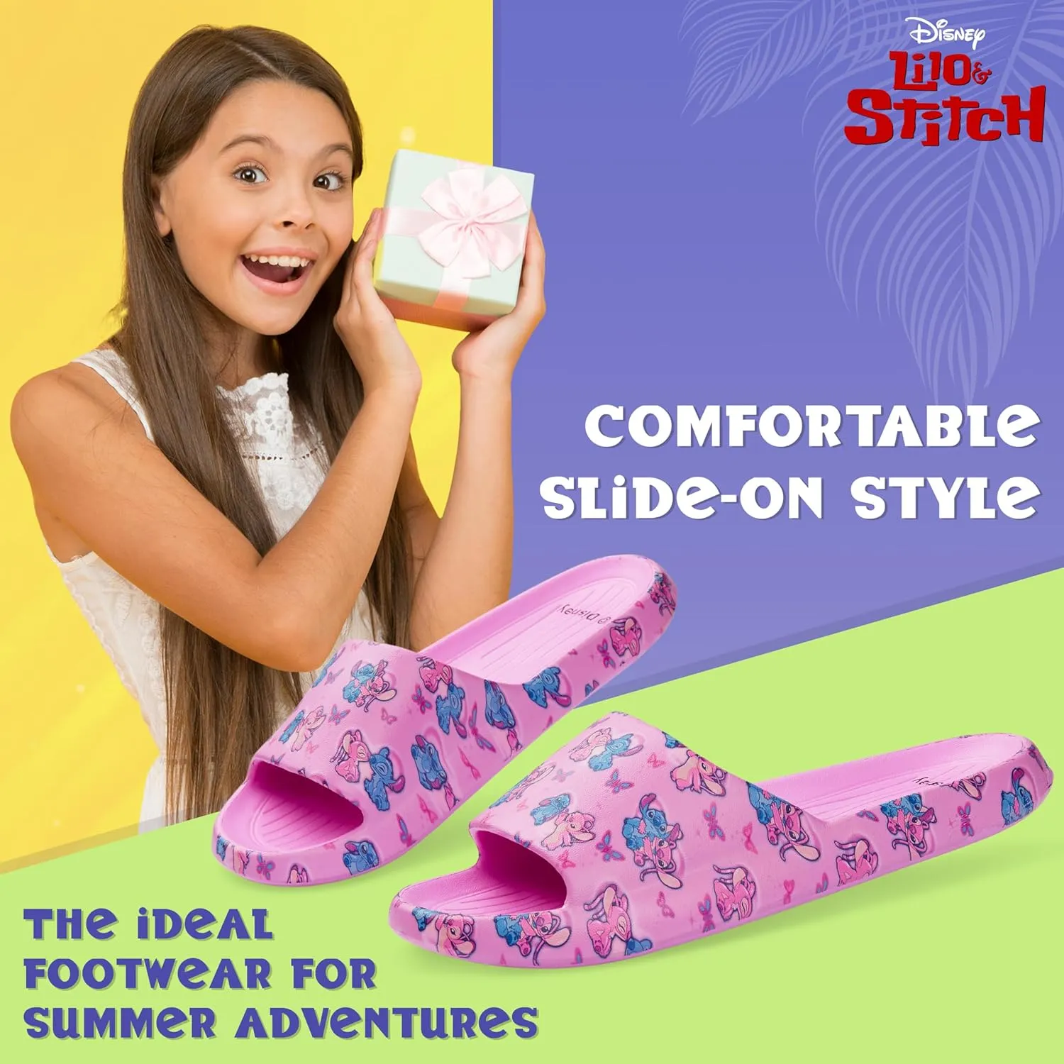 Disney Stitch Girls Sliders, Beach or Pool Shoes for Kids - Stitch Gifts