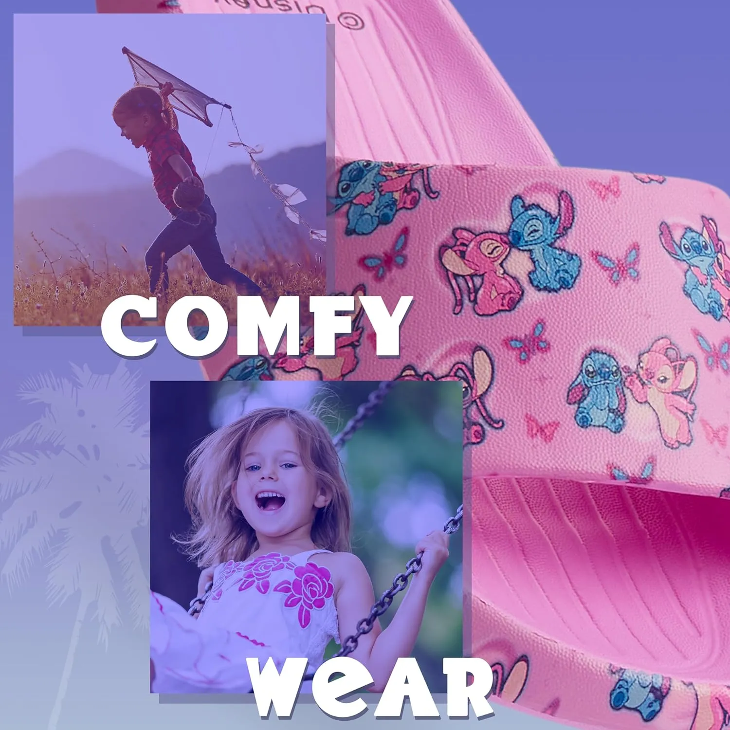 Disney Stitch Girls Sliders, Beach or Pool Shoes for Kids - Stitch Gifts