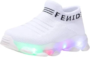 EnJoCho Baby First Walking Shoes 1-6Y Old Toddler Slip on Infant Waves Shoes Boy Girl Cotton Mesh (White-b#qas, 5-5.5 Years)