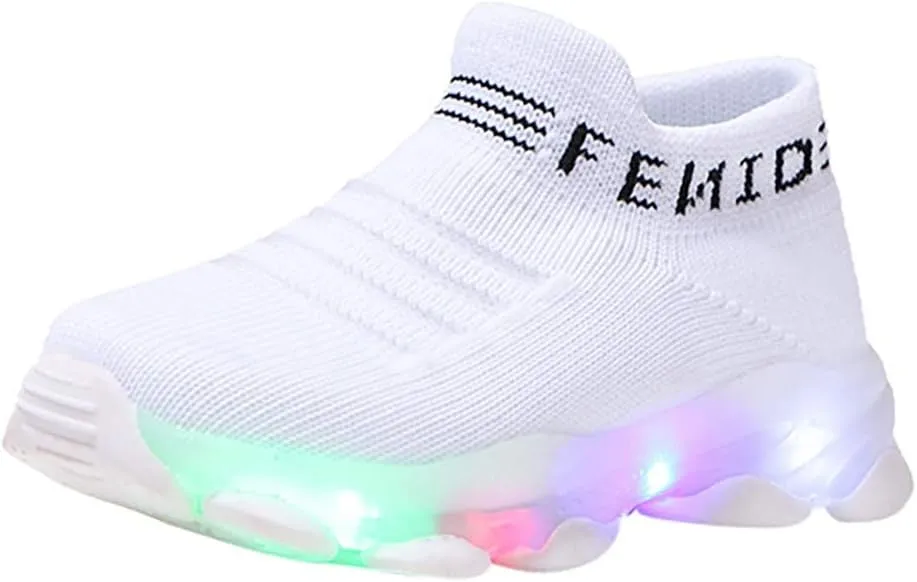 EnJoCho Baby First Walking Shoes 1-6Y Old Toddler Slip on Infant Waves Shoes Boy Girl Cotton Mesh (White-b#qas, 5-5.5 Years)