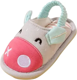 Fashion Cute Autumn and Winter Girls Slippers Flat Bottom Round Toe Soft Warm and Comfortable Solid Color Calf Girl Slip