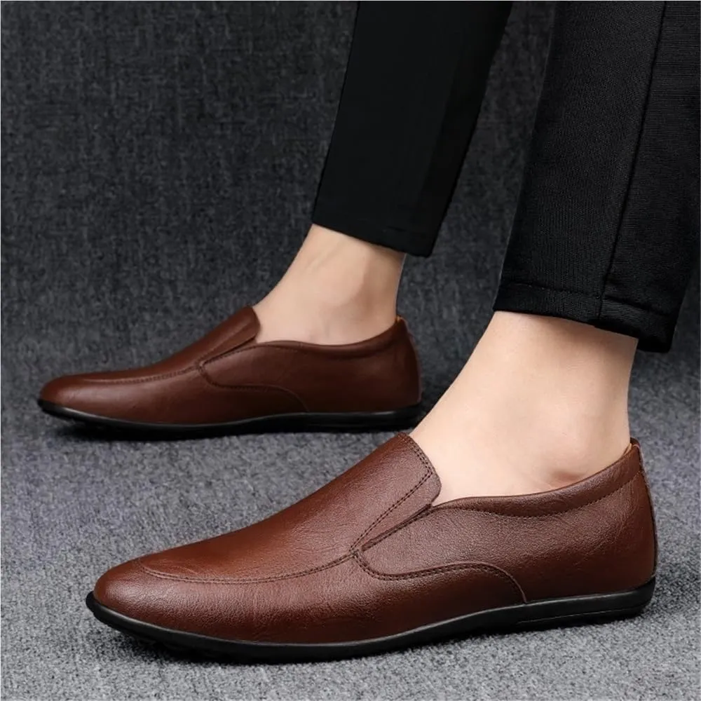 Fashion Men's Shoes Faux Leather Vintage Casual Round Toe Non Slip Anti-Slip Office Slip-on