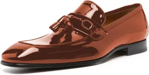 FOWT Men Glossy Square Toe Tassels Decor Loafers Low Heel Slip On Casual Daily Walking Shoes Size 4-16 US
