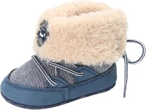 Kids Boys Girls Indoor Sneakers Fleece Warm Non Slip Shoes Adjustable Lace up Plush Soft Fashion Outdoor Boots
