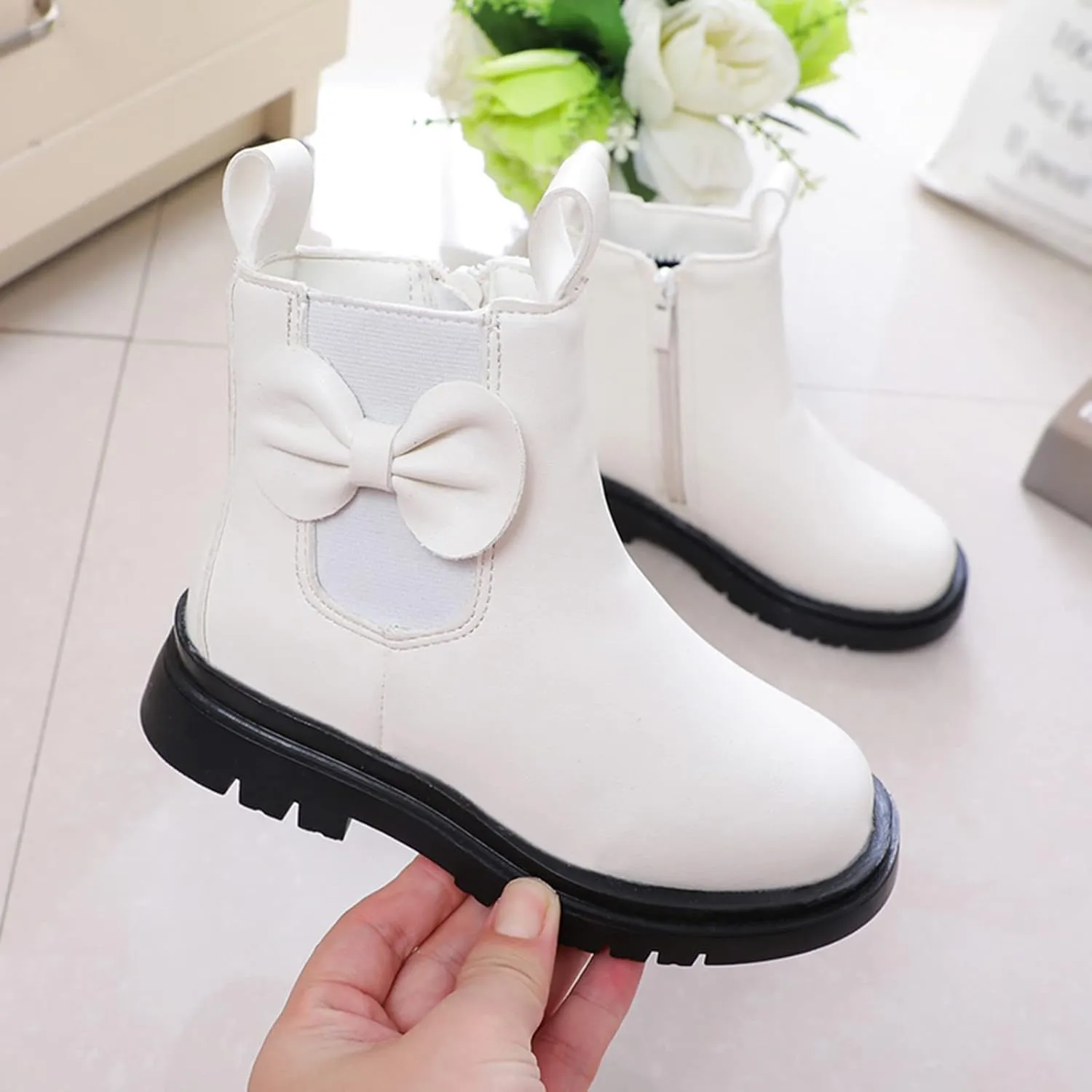 Kids Girls Ankle Bootie Kids Soft Plush Lining Faux Fur Snow Bootie Fashion Cute Toddler Boys Girl's Winter Boots