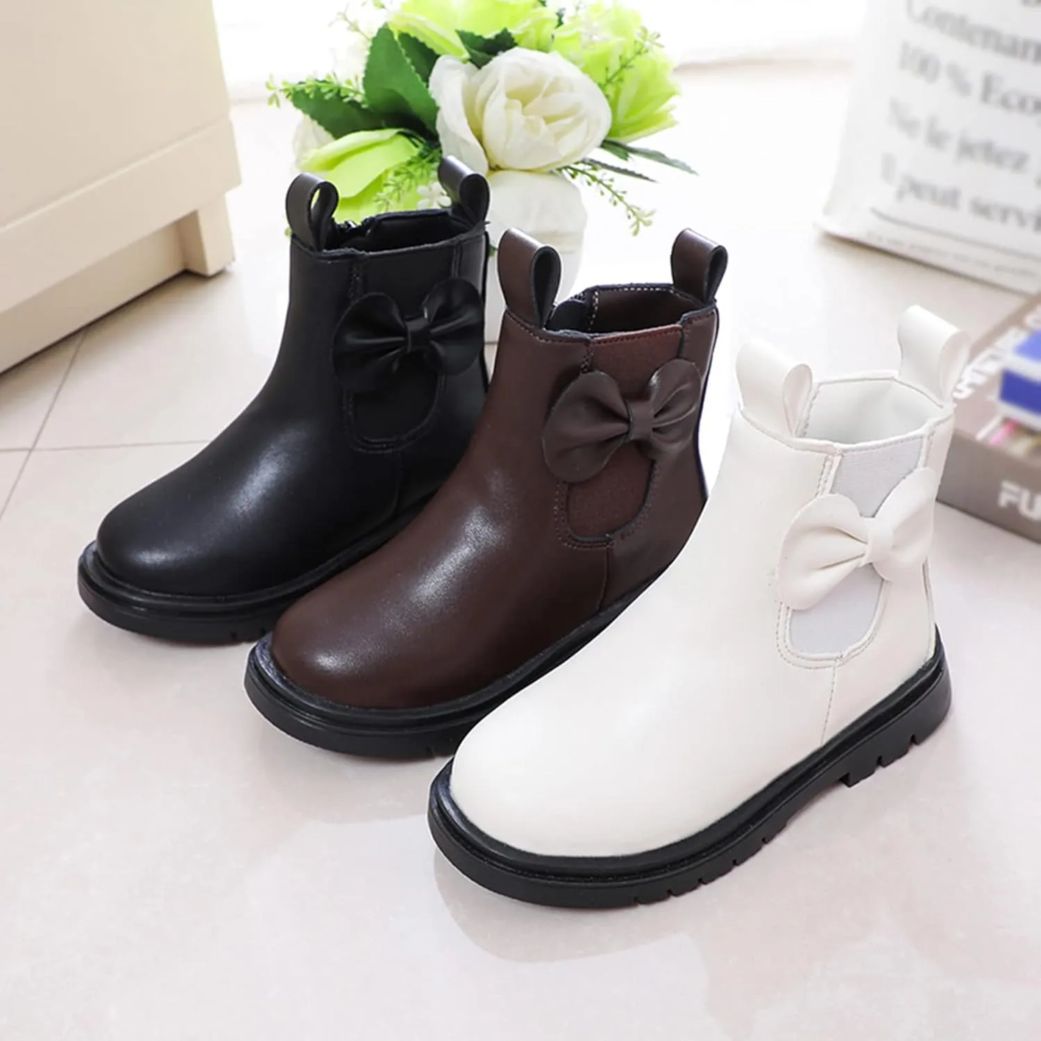 Kids Girls Ankle Bootie Kids Soft Plush Lining Faux Fur Snow Bootie Fashion Cute Toddler Boys Girl's Winter Boots