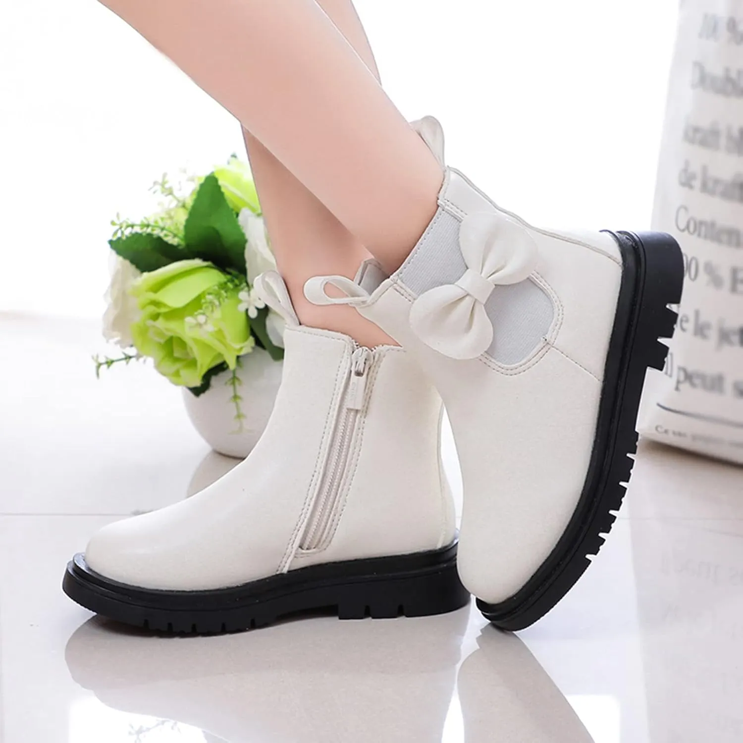 Kids Girls Ankle Bootie Kids Soft Plush Lining Faux Fur Snow Bootie Fashion Cute Toddler Boys Girl's Winter Boots