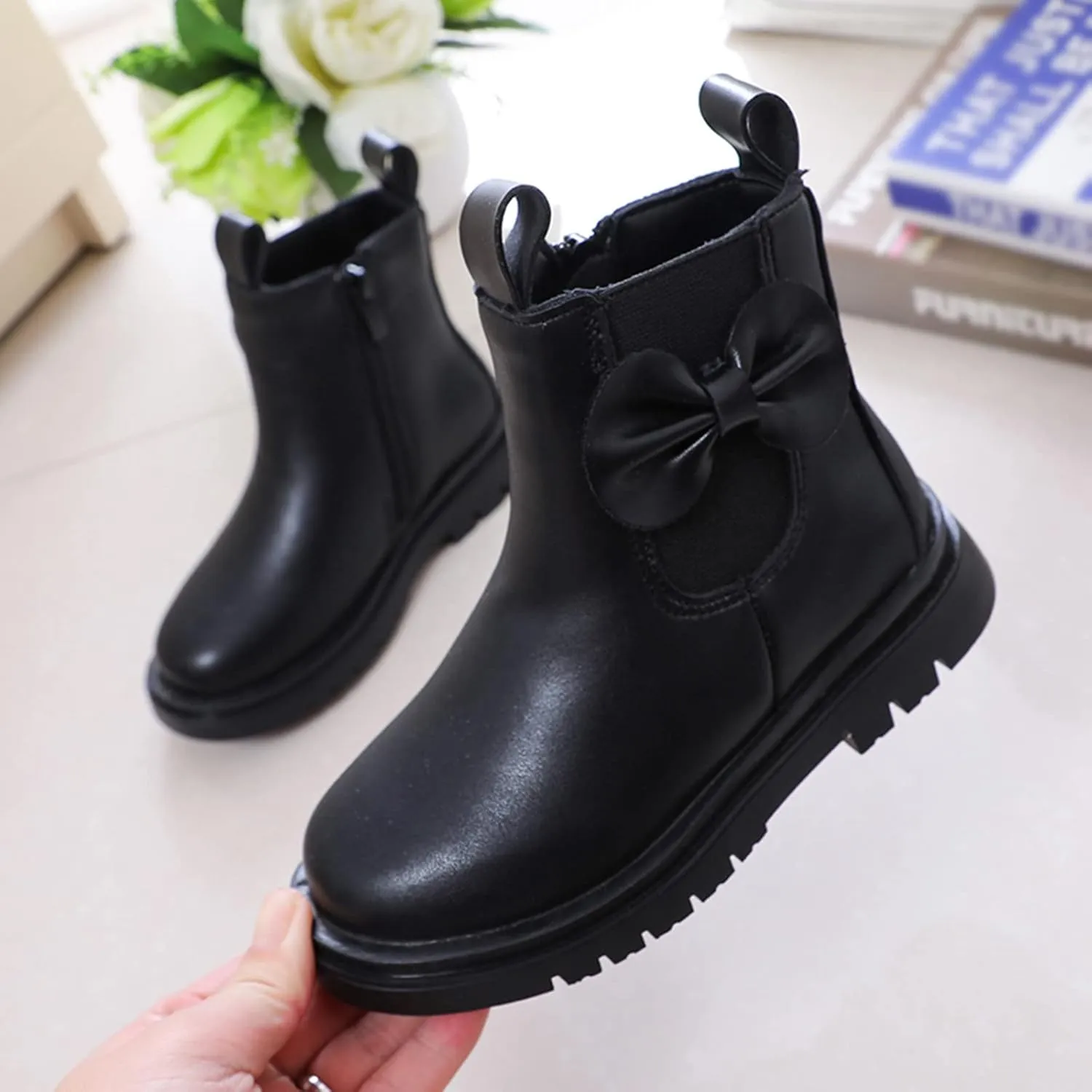 Kids Girls Ankle Bootie Kids Soft Plush Lining Faux Fur Snow Bootie Fashion Cute Toddler Boys Girl's Winter Boots