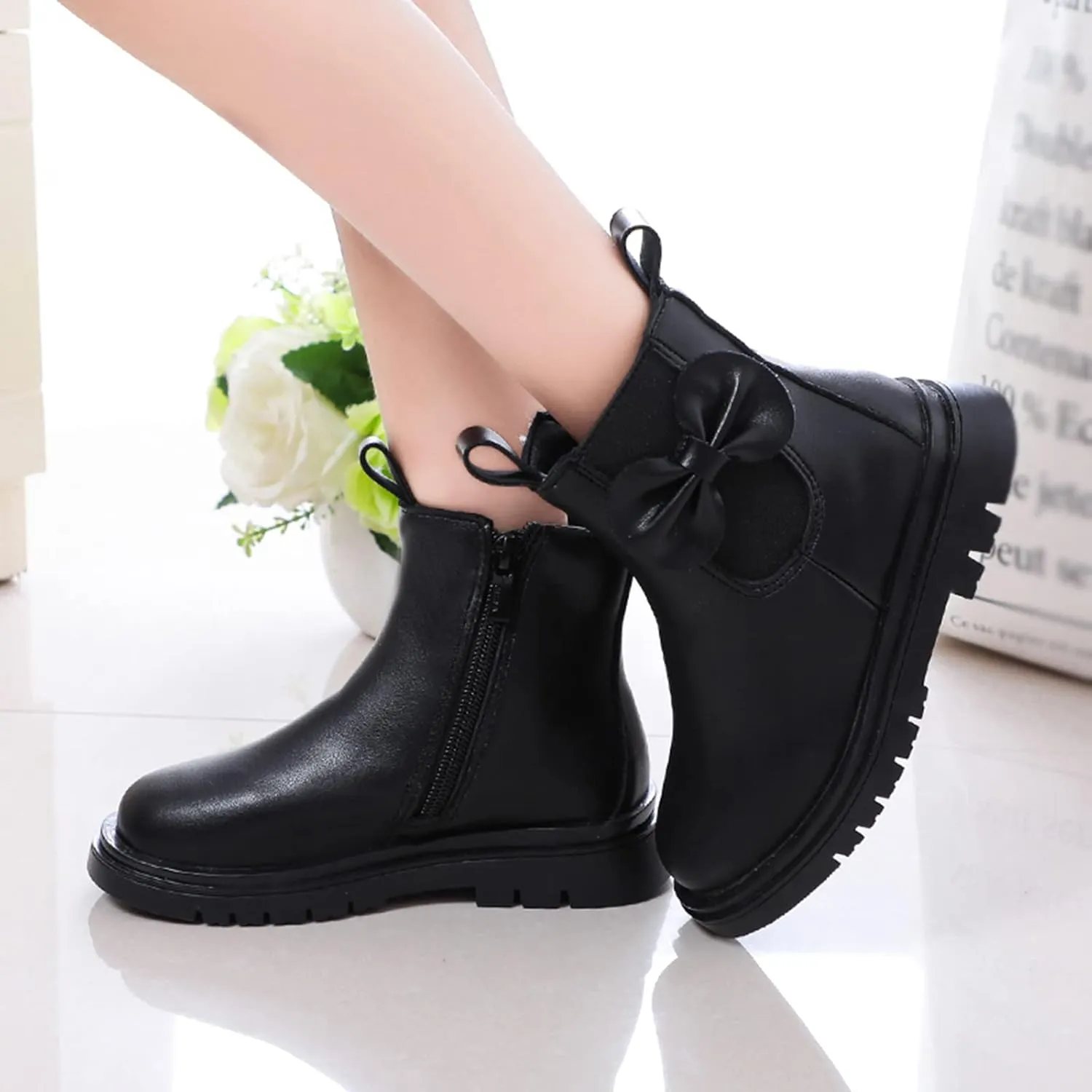Kids Girls Ankle Bootie Kids Soft Plush Lining Faux Fur Snow Bootie Fashion Cute Toddler Boys Girl's Winter Boots