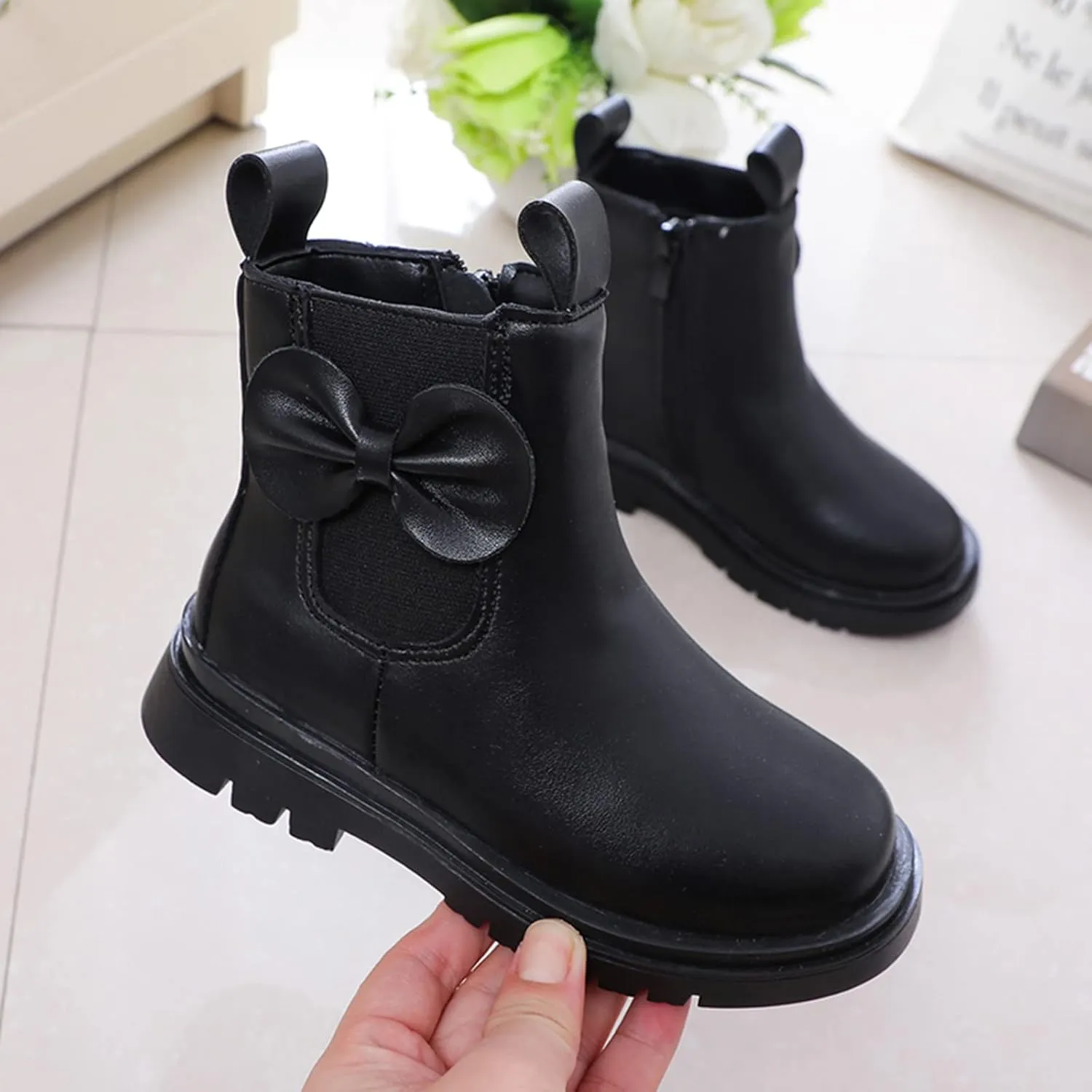 Kids Girls Ankle Bootie Kids Soft Plush Lining Faux Fur Snow Bootie Fashion Cute Toddler Boys Girl's Winter Boots
