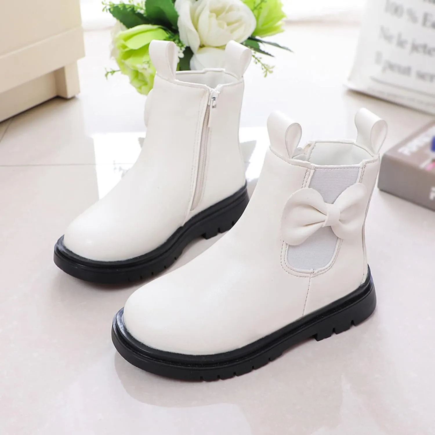 Kids Girls Ankle Bootie Kids Soft Plush Lining Faux Fur Snow Bootie Fashion Cute Toddler Boys Girl's Winter Boots
