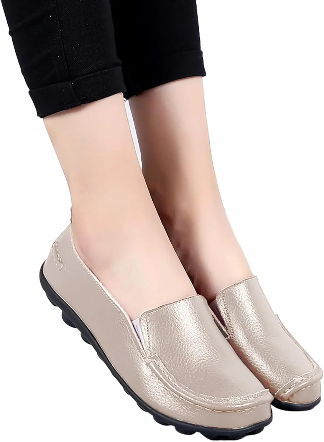 Leather Loafers Women Retro Cute Dress Lug Sole Flats Shoes Business Casual Comfortable Penny Loafers Shoes Slip On Flats
