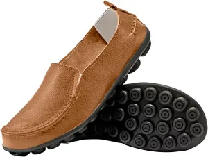 Leather Loafers Women Retro Cute Dress Lug Sole Flats Shoes Business Casual Comfortable Penny Loafers Shoes Slip On Flats