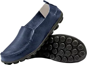 Leather Loafers Women Retro Cute Dress Lug Sole Flats Shoes Business Casual Comfortable Penny Loafers Shoes Slip On Flats