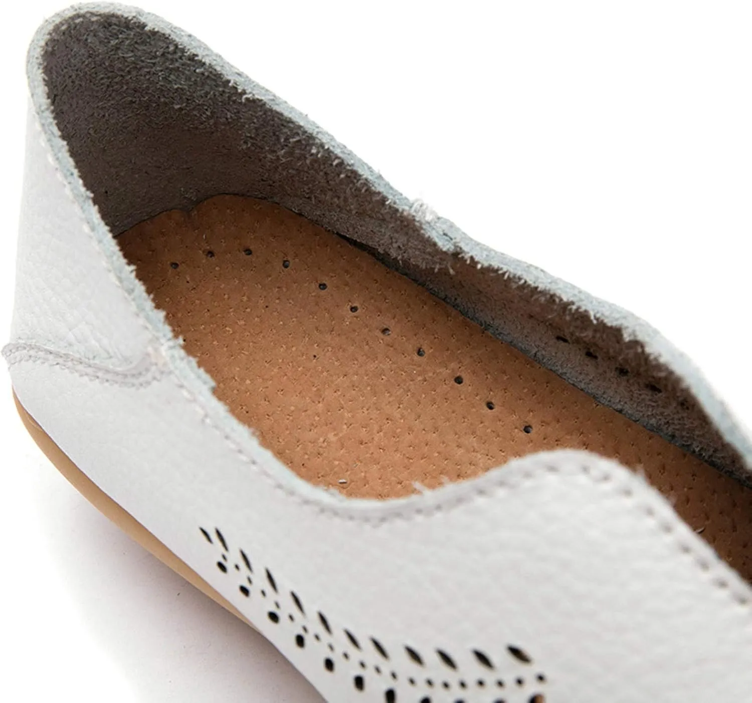 Leisure Slip On Work Single Hollow Casual Leather Shoes Women's Comfortable Loafers Printed Flat Women's Casual Shoes