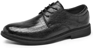 Men Casual Wedding Dress Shoes Men's Patent Leather Derby Shoes Fashion Classic Lace Up Low Oxfords Shoes(7.5)