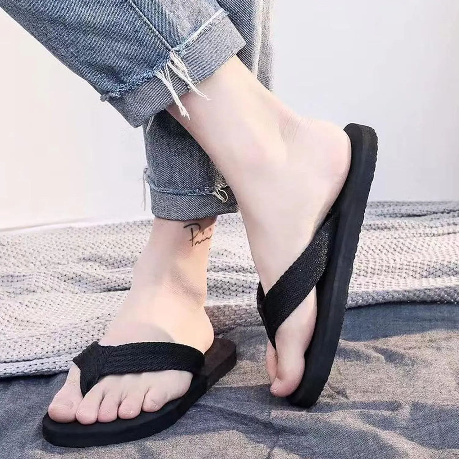 Men Shoes Fashion Beach Flip Flops Flat Toe Sandwich Beach Flip Flops For Men Arch Flip Flop