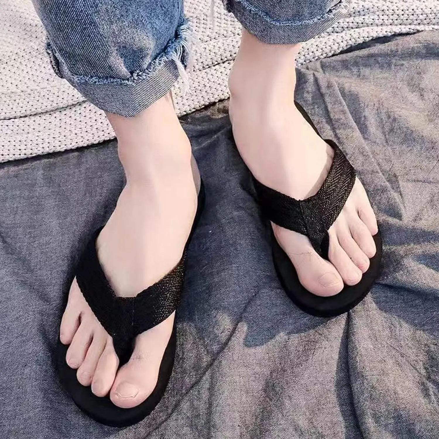 Men Shoes Fashion Beach Flip Flops Flat Toe Sandwich Beach Flip Flops For Men Arch Flip Flop