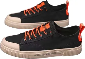 Men's Breathable Canvas Shoes Lace Up Walking Shoes Soft Flat Slip on Casual Shoes Comfortable Casual Men Leather Shoe