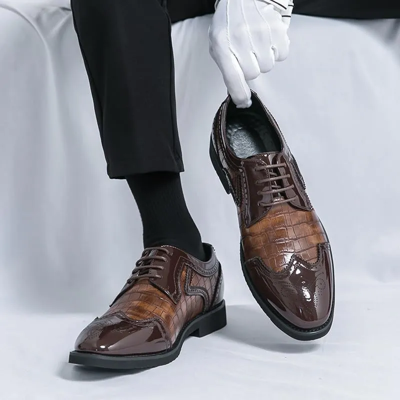 Mens Casual Business Lace-up Formal Oxford Classic Men's Leather Dress Shoes Pointed Toe Derby for Men