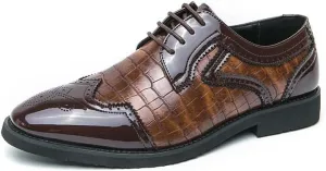 Mens Casual Business Lace-up Formal Oxford Classic Men's Leather Dress Shoes Pointed Toe Derby for Men