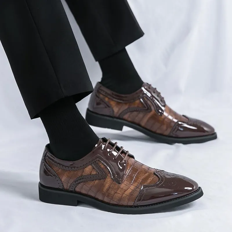Mens Casual Business Lace-up Formal Oxford Classic Men's Leather Dress Shoes Pointed Toe Derby for Men