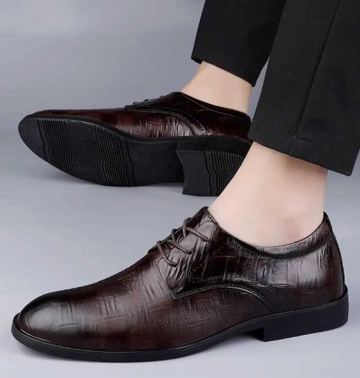 Mens Classic Formal Business Oxford Lace Up Wedding Pointed Toe Dress Shoes for Men