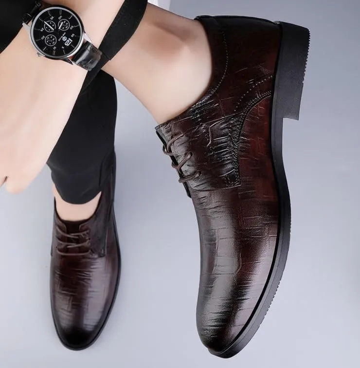 Mens Classic Formal Business Oxford Lace Up Wedding Pointed Toe Dress Shoes for Men