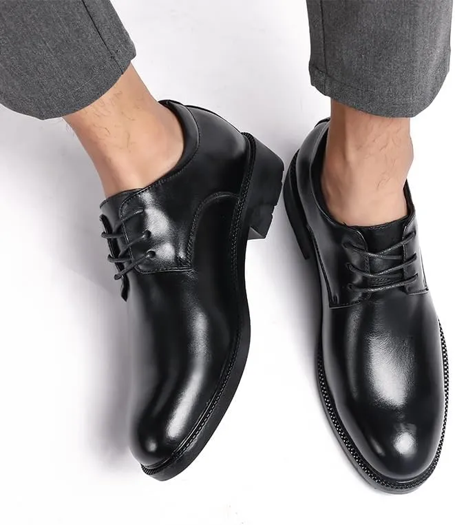 Mens Dress Oxford Lace-up Party Plain Toe Vegan Leather Casual Anti-Slip Shoe