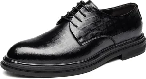 Men's Dress Shoes Casual Business Oxford Derby Leather Shoes Pointed Toe Derbys Classic Formal Shoes(7.5)