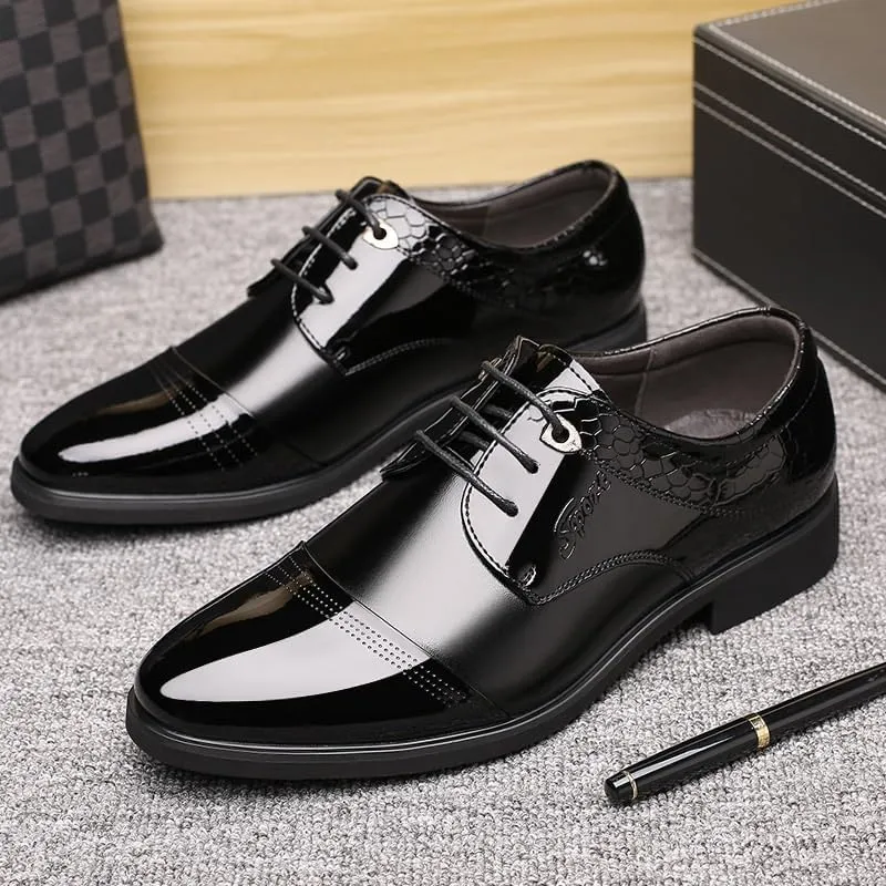Men's Dress Shoes Classic Genuine Leather Lace-up Formal Oxfords Shoes for Men