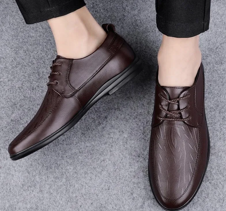 Men's Genuine Leather Oxford Shoes Casual Business Formal Dress Shoes Comfortable Soft Mens Oxford