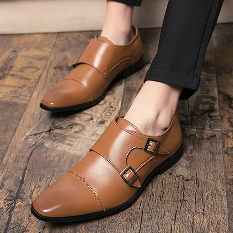Men's Genuine Leather Oxford Shoes Classic Modern Wedding Formal Dress Shoes for Men Non-Slip Waterproof Business Formal Derby Shoes for Men(Brown,6.5)