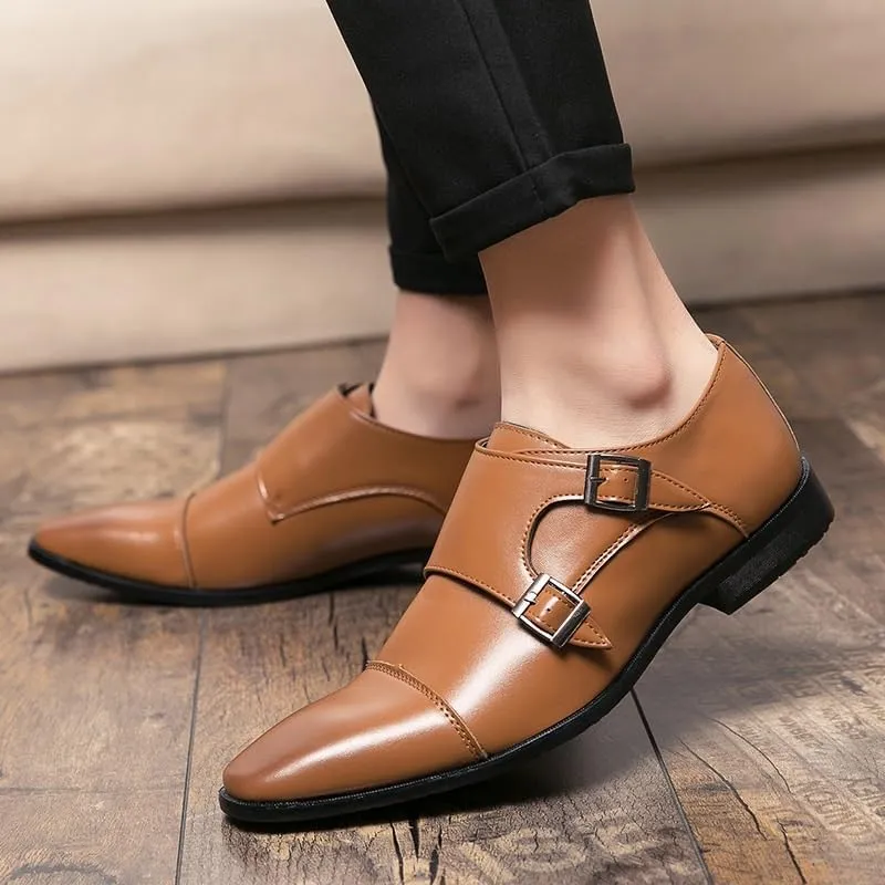 Men's Genuine Leather Oxford Shoes Classic Modern Wedding Formal Dress Shoes for Men Non-Slip Waterproof Business Formal Derby Shoes for Men(Brown,6.5)