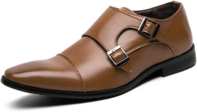 Men's Genuine Leather Oxford Shoes Classic Modern Wedding Formal Dress Shoes for Men Non-Slip Waterproof Business Formal Derby Shoes for Men(Brown,6.5)