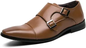 Men's Genuine Leather Oxford Shoes Classic Modern Wedding Formal Dress Shoes for Men Non-Slip Waterproof Business Formal Derby Shoes for Men(Brown,6.5)