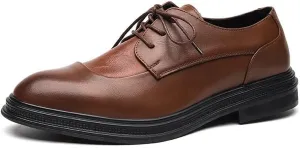 Men's Genuine Leather Oxford Shoes - Lightweight Comfortable Platform Formal Dress Shoes for Business & Casual Wear