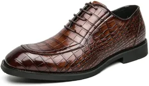 Men's Genuine Leather Oxford Shoes Low Top Formal Business Soft Rubber Sole Dress Shoes Non-Slip Waterproof Formal Derby Shoes(Brown,9)