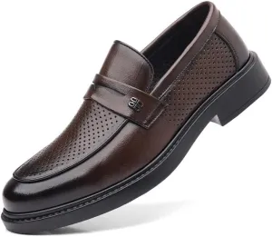 Men's Leather Breathable Oxford Shoes Men Formal Casual Business Wedding Work Loafers