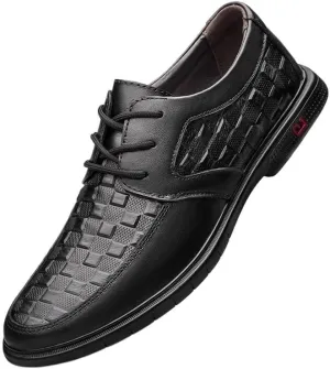 Men's Leather Casual Dress Shoes Formal Office Shoes Derby Sneakers Low Top Formal Business Oxford Shoes(Black,7)