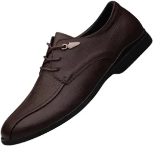 Mens Leather Dress Shoes Non Slip Casual Loafers Men Retro Classic Lace-Up Formal Business Oxford Shoes