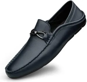 Men's Loafers Shoes Round Toe Leather Solid Color Penny Loafers Lightweight Resistant Comfortable Fashion Slip On
