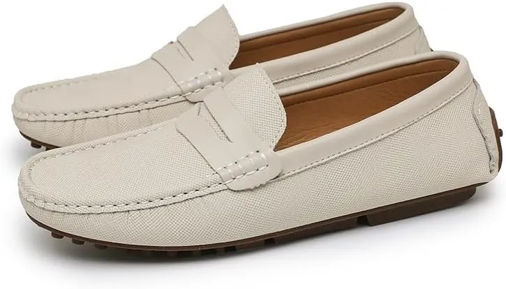 Men's Loafers Shoes Solid Color Leather Penny Driving Loafers Lightweight Comfortable Resistant Prom Walking Slip On